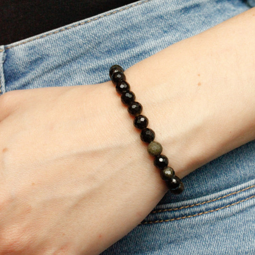 Náramok zlatý obsidián fazetovaný 6mm