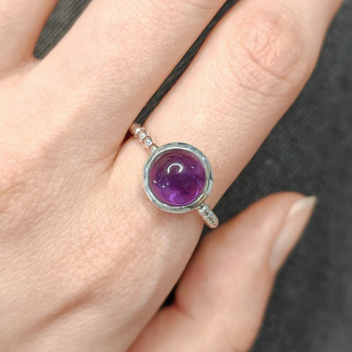 Strieborný prsteň Ametyst (54)