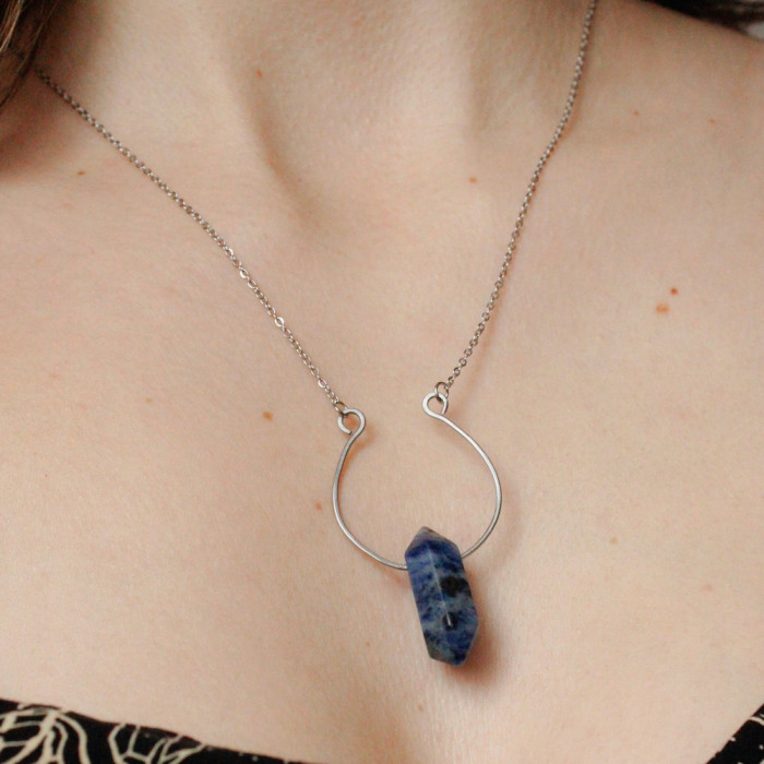 Náhrdelník z chirurgickej ocele so Sodalitom | Denael | Kamienok