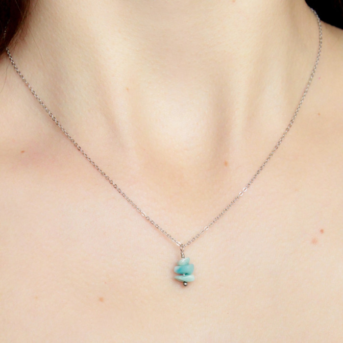 Náhrdelník Larimar | Oceľ | Denael | Kamienok